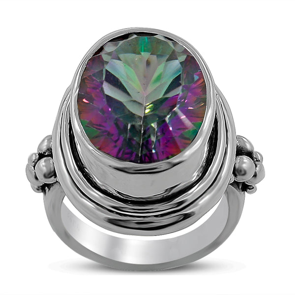 Mystic Quartz Gemstone Silver Ring