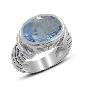 925 Sterling Silver Blue Topaz Ring