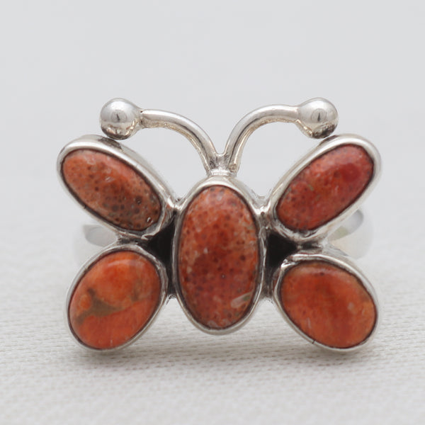 Sponge Coral Silver Butterfly Rings