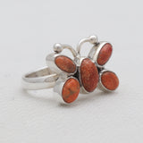 Sponge Coral Silver Butterfly Rings