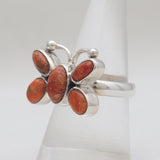 Sponge Coral Silver Butterfly Rings