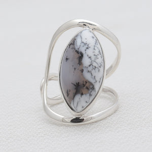 Dendritic Opal Silver Adjustable Rings