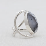 Dendritic Opal Silver Adjustable Rings