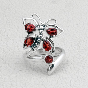 Natural Garnet 925 Silver Rings