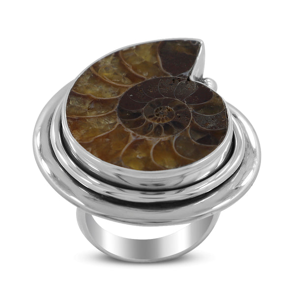 925 Sterling Silver Ammonite Ring