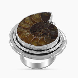 925 Sterling Silver Ammonite Ring