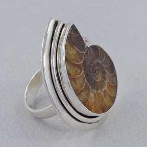 925 Sterling Silver Ammonite Ring