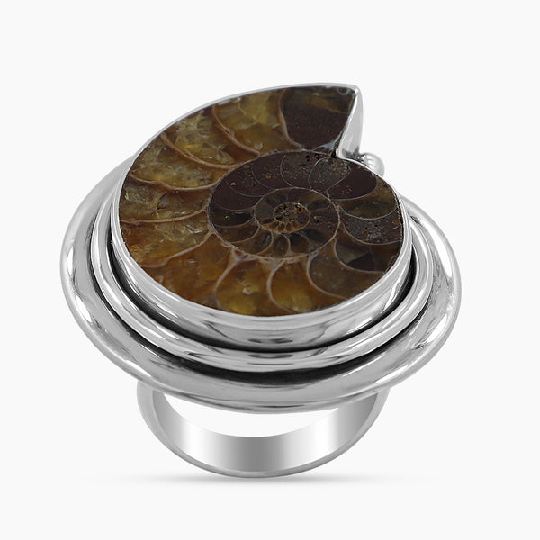 925 Sterling Silver Ammonite Ring