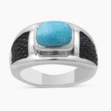 Black Stingray Charoite Silver Mens Rings