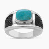 Black Stingray Charoite Silver Mens Rings
