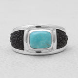 Black Stingray Charoite Silver Mens Rings