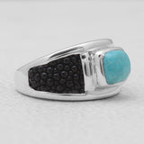 Black Stingray Charoite Silver Mens Rings