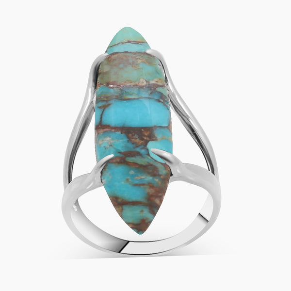 Natural Boulder Turquoise Silver Rings