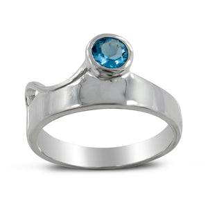 925 Sterling Silver Blue Topaz Rings