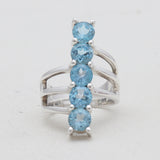 925 Sterling Silver Five-Stone Blue Topaz Rings