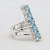 925 Sterling Silver Five-Stone Blue Topaz Rings