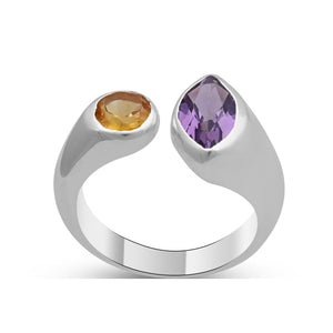 925 Sterling Silver Amethyst & Citrine Rings