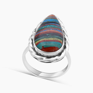 Rainbow Calsilica Silver Rings