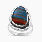 Rainbow Calsilica Silver Rings