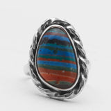 Rainbow Calsilica Silver Rings