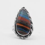 Rainbow Calsilica Silver Rings