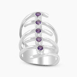 Amethyst Spiral Silver Rings