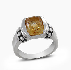 Natural Yellow Citrine Silver Rings