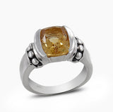 Natural Yellow Citrine Silver Rings