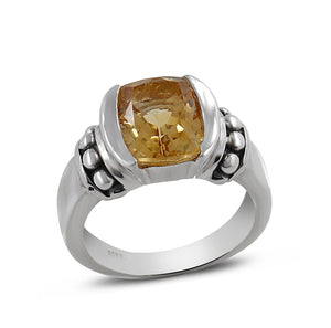 Natural Yellow Citrine Silver Rings