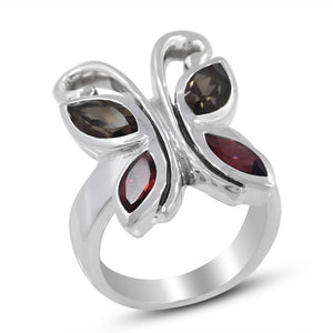 Natural Garnet Silver Rings