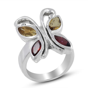 Natural Garnet Silver Rings