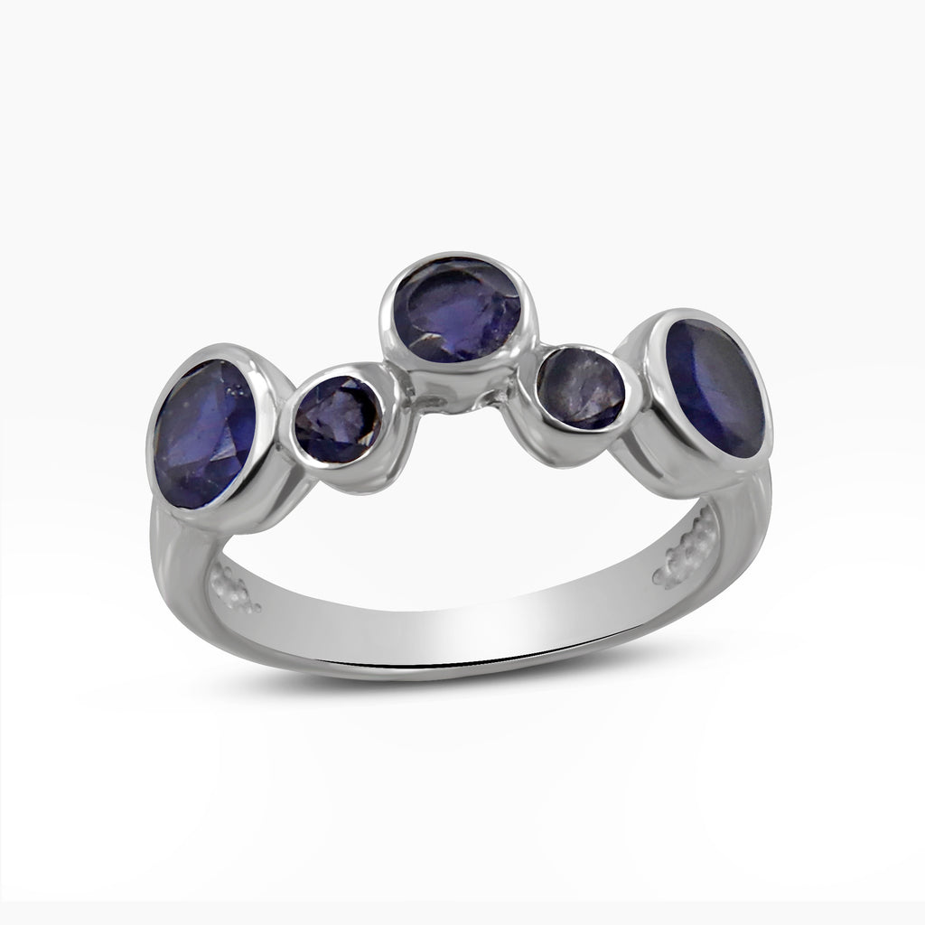 Natural Iolite Silver Rings
