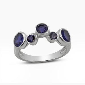 Natural Iolite Silver Rings
