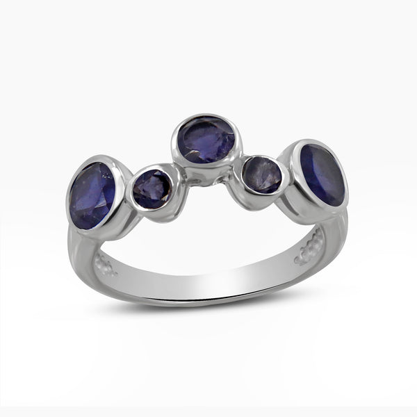 Natural Iolite Silver Rings