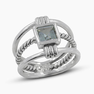 925 Sterling Silver Blue Topaz Rings