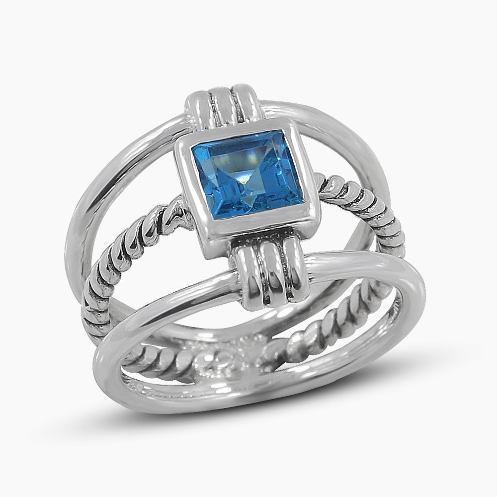 925 Sterling Silver Blue Topaz Rings