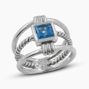 925 Sterling Silver Blue Topaz Rings