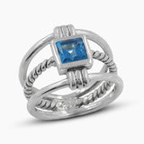 925 Sterling Silver Blue Topaz Rings