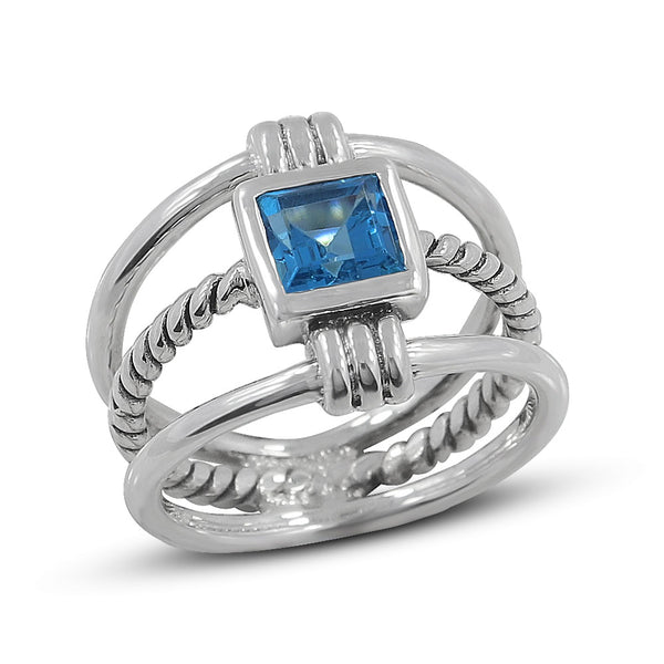 925 Sterling Silver Blue Topaz Ring