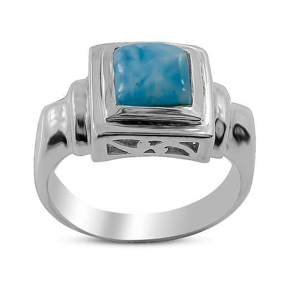 Larimar Gemstone Designer Silver Rings