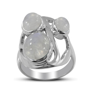 Rainbow Moonstone Silver Rings