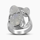 Rainbow Moonstone Silver Rings