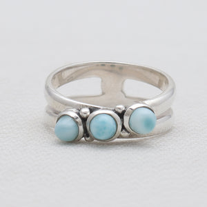 925 Sterling Silver Blue Larimar Rings