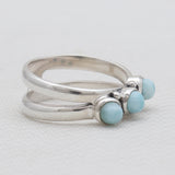925 Sterling Silver Blue Larimar Rings