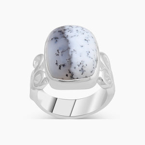 925 Sterling Silver Dendritic Opal Rings