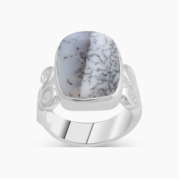 925 Sterling Silver Dendritic Opal Rings