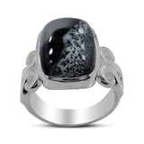 925 Starling Silver Dendritic Opal Ring