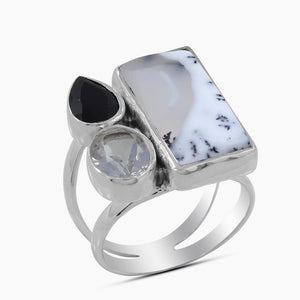 Dendritic Opal Silver Rings