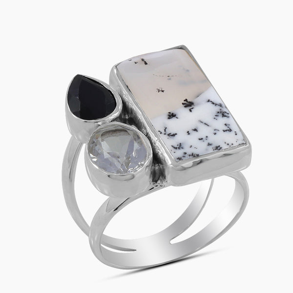 Dendritic Opal Silver Rings