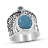 Blue Topaz  Silver Ring